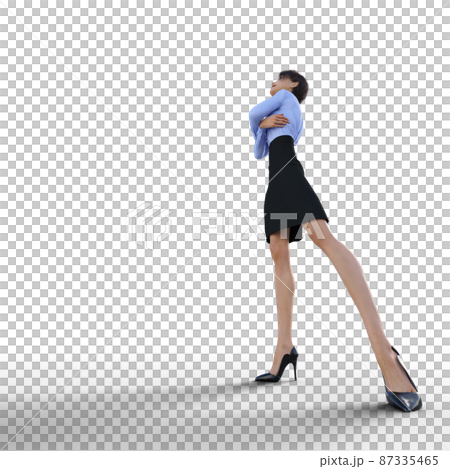 Female employee aiming for the top perming 3DCG illustration material 87335465