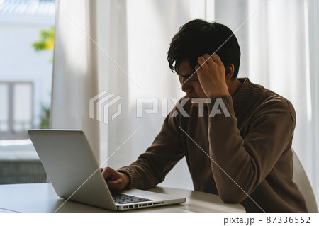 在宅勤務をする男性 87336552