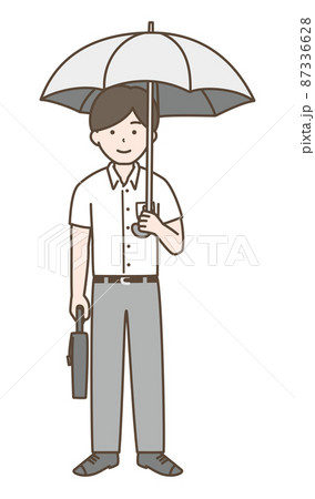 日傘 傘 をさす男性のイラスト素材