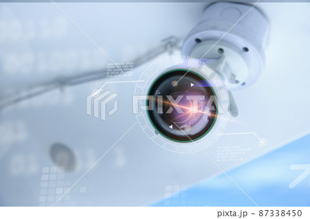 Close up of CCTV camera over defocused background. 87338450