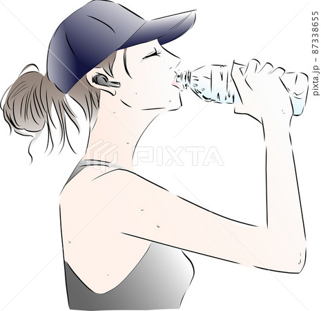 運動後に水を飲む女性 87338655