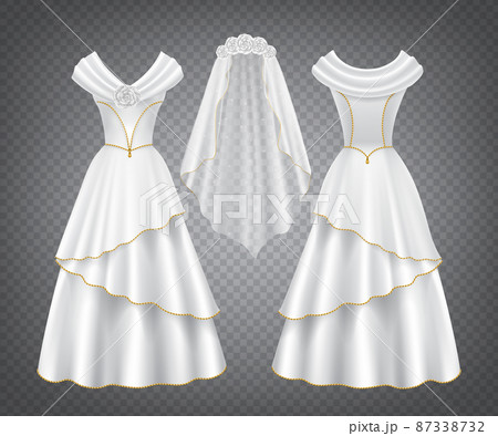 White wedding woman dress with tulle veil 87338732