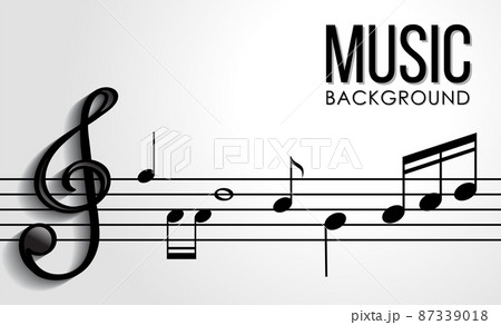 Font design for word music with music notes on white background 87339018