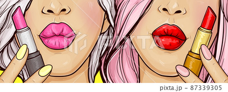 Sexy women with lips makeup and lipstick Sexy women with lips makeup and lipstick 87339305