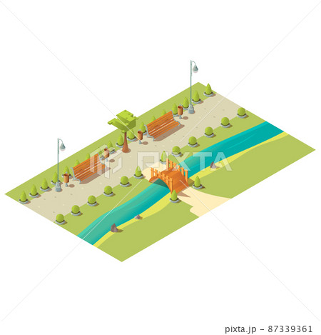 Isometric 3d city park low poly design element 87339361