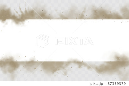 Smoke empty banner mock up, dirty smog border 87339379