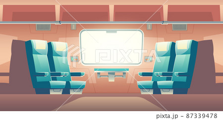 Train inside interior, empty railway commuter 87339478