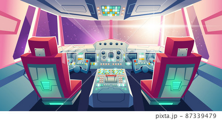 Jet cockpit, empty airplane cabin interior design 87339479