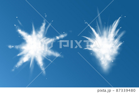 Snow powder white explosion set top and side view Snow powder white explosion set top and side view 87339480