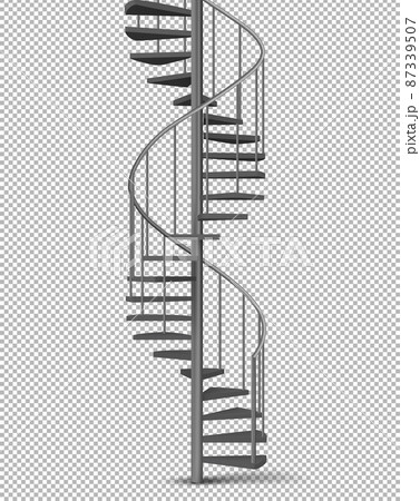 Metal spiral, helical staircase realistic vector 87339507