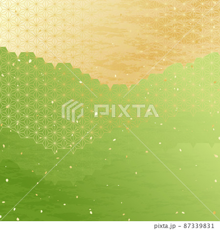 抹茶のような緑色の和風模様イラスト 87339831