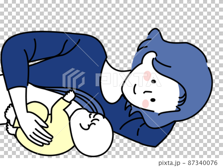 母親和孩子一起睡覺時母乳喂養 87340076