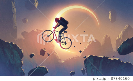 crossing a cliff against the sky 87340160