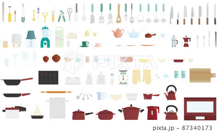 キッチン用品のカラーアイコンイラスト 87340173