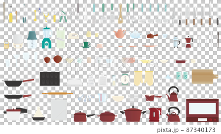 キッチン用品のカラーアイコンイラスト 87340173