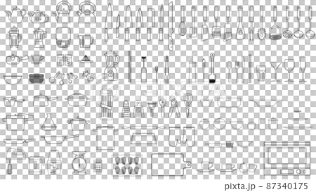 Line art icon illustration of kitchen utensils 87340175