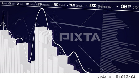 Image of financial data processing over black background Image of financial data processing over black background 87340732