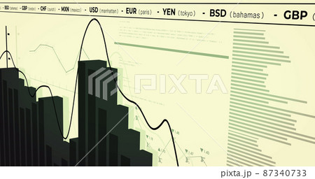 Image of financial data processing over white background Image of financial data processing over white background 87340733