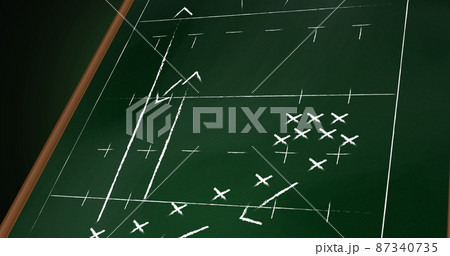 Image of drawing of game plan over green background Image of drawing of game plan over green background 87340735