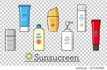 シンプルな日焼け止めイラストのセット 87340966