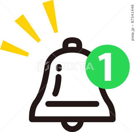 通知の件数が表示されたベルのアイコン 通知の件数が表示されたベルのアイコン 87341446