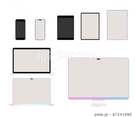 パソコンとスマホのイラストセット 87341990