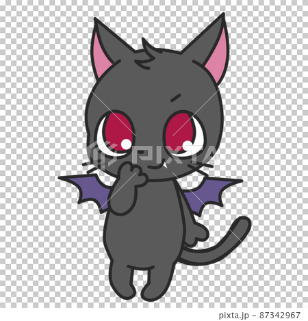 悪魔風の可愛い黒猫のイラストのイラスト素材