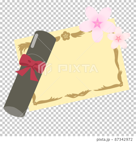 Diploma and cherry blossom illustration Diploma and cherry blossom illustration 87342972