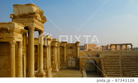 View to Palmyra theatre at Tadmor, Syria View to Palmyra theatre at Tadmor, Syria 87343126
