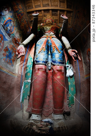 Large standing Buddha in Alchi Monastery or Alchi Gompa at Ladakh , India . Large standing Buddha in Alchi Monastery or Alchi Gompa at Ladakh , India . 87343346