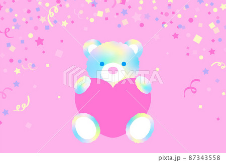 虹色のテディベアのパーティー向け背景イラストのイラスト素材