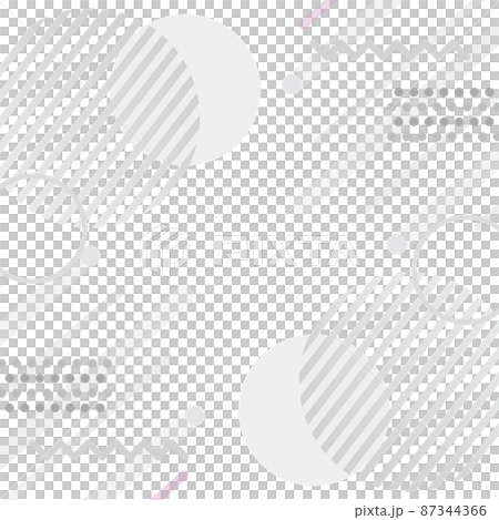 幾何学模様のポップな背景　白地　モノクロ　正方形 87344366