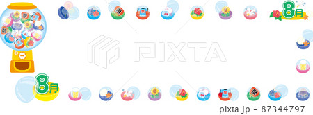 8月のガチャポンマシーン_横長タイトルセット_シンプルガチャマシン 87344797