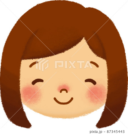 子ども(女の子_茶髪ボブ)_表情(ほほえみ) 子ども(女の子_茶髪ボブ)_表情(ほほえみ) 87345443