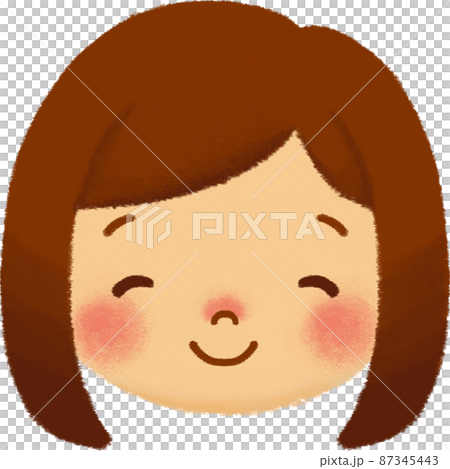 子ども(女の子_茶髪ボブ)_表情(ほほえみ) 子ども(女の子_茶髪ボブ)_表情(ほほえみ) 87345443