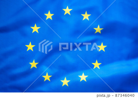 Photo of European Union flag. Waving EU flag. Photo of European Union flag. Waving EU flag. 87346040