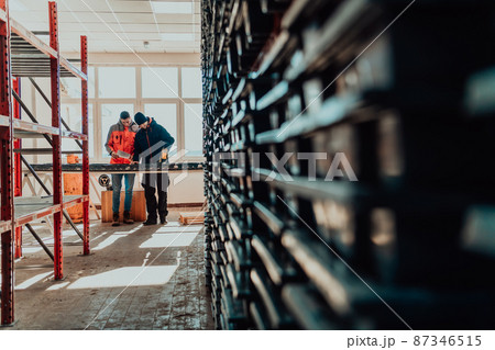 A special team of geologists who study rocks in industry using modern machines.Selective focus A special team of geologists who study rocks in industry using modern machines.Selective focus 87346515