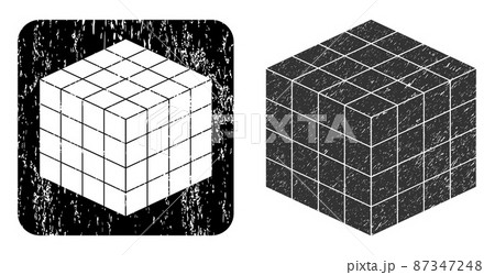 Scratched Isometric Cube Carved Seal Scratched Isometric Cube Carved Seal 87347248