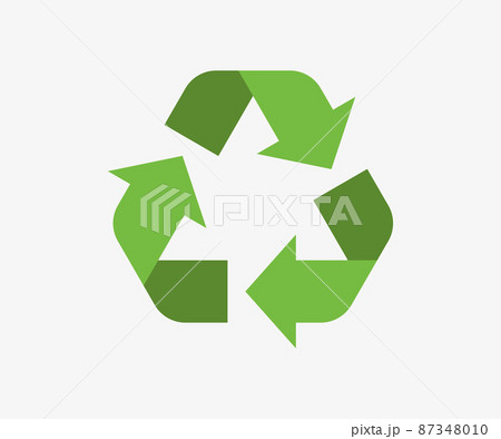Green recycle icon vector. Eco recycling sign Green recycle icon vector. Eco recycling sign 87348010