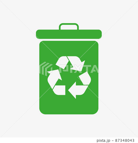 Green dustbin vector icon with recycle symbol 87348043