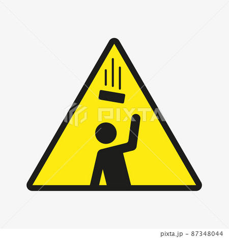 Warning triangle sign. Falling objects vector icon Warning triangle sign. Falling objects vector icon 87348044