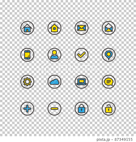 Simple and cute outline business icon set 87349155