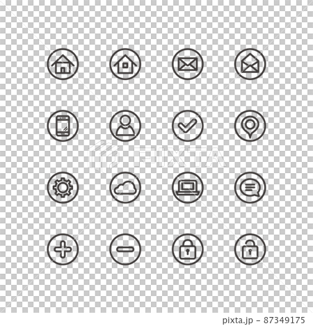 Simple outline business icon set Simple outline business icon set 87349175