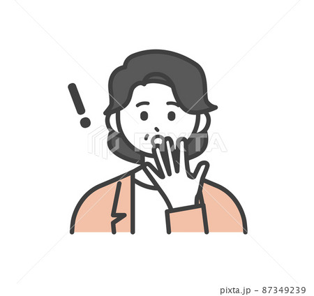 女性社員が驚く表情のイラスト素材 87349239