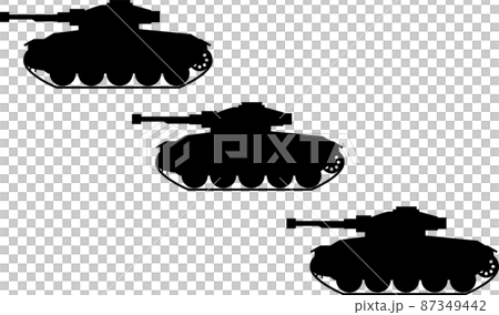 隊列を組んだ戦車のシルエットのイラスト素材 ベクター 隊列を組んだ戦車のシルエットのイラスト素材 ベクター 87349442