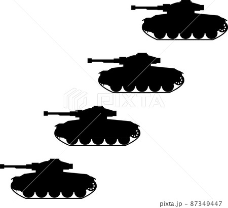 隊列を組んだ戦車のイラスト素材　ベクター 87349447