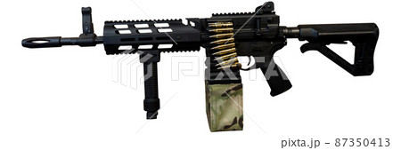 Modern automatic multiple-charge weapon on white background 87350413