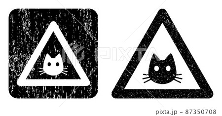 Grunge Cat Warning Carved Seal 87350708