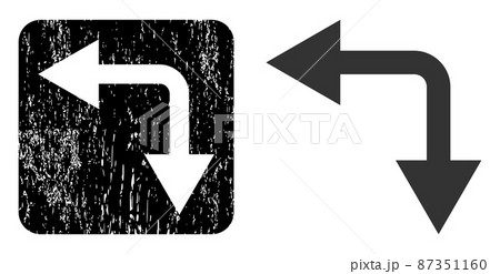 Scratched Bifurcation Arrow Left Down Stencil Imprint 87351160