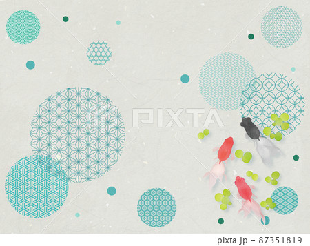 和柄背景素材 金魚すくい 和柄背景素材 金魚すくい 87351819